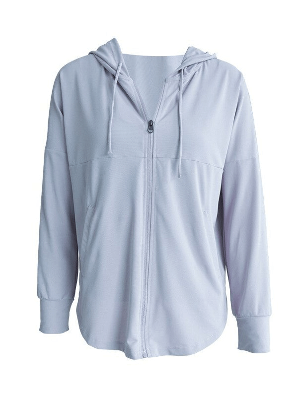 Women's Quick Dry Loose Casual Training Hoodie with Zipper, lightweight and breathable. Ideal for yoga, running, and fitness.